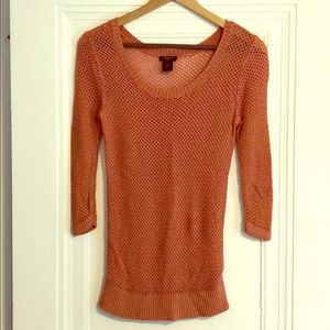 Open Weave Scoop Neck Peach Sweater